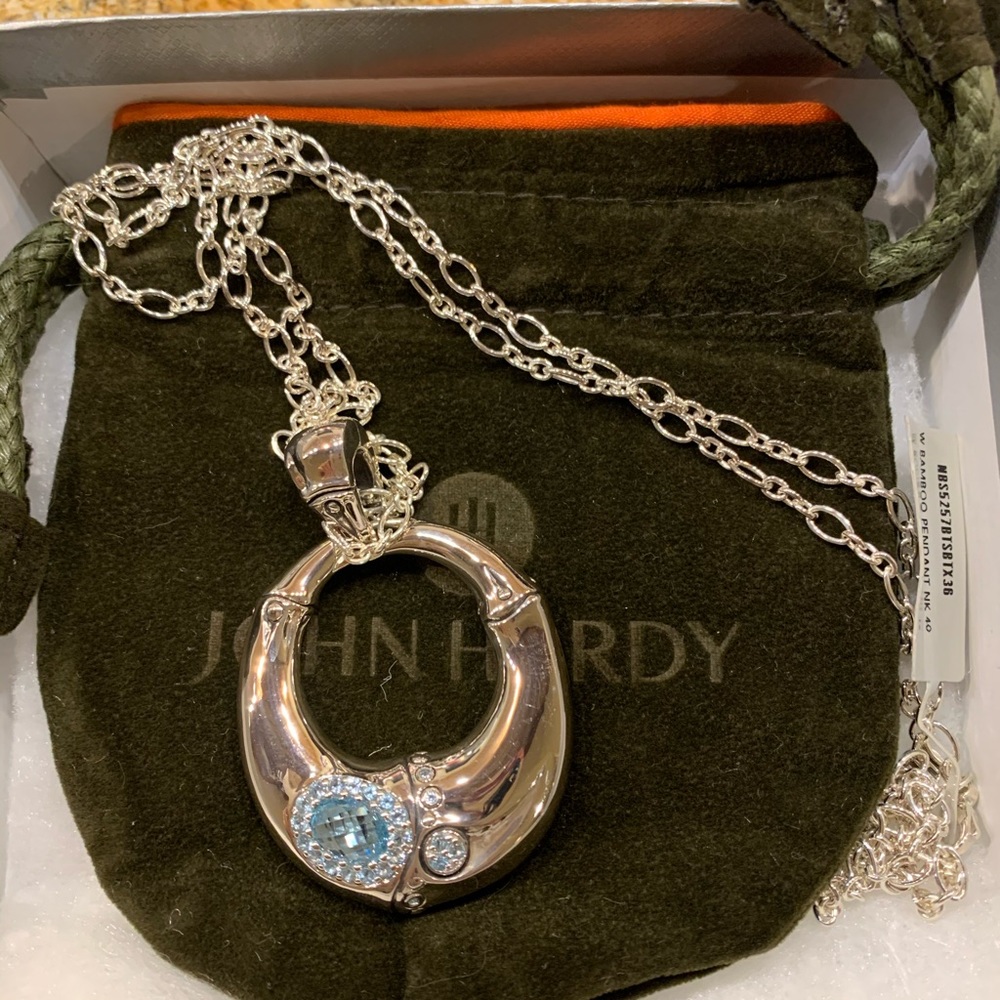 John Hardy Silver Bamboo and Topaz necklace